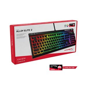 HyperX Alloy Elite 2 – Mechanical Gaming Keyboard, Software-Controlled Light & Macro Customization, ABS Pudding Keycaps, Media Controls, RGB LED Backlit, Linear Switch, HyperX Red,Black