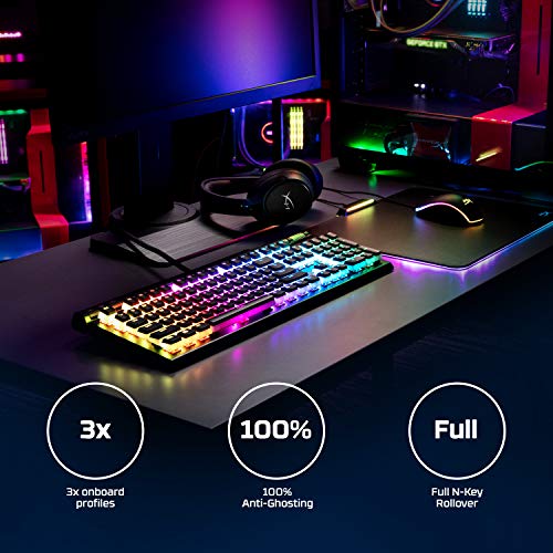 HyperX Alloy Elite 2 – Mechanical Gaming Keyboard, Software-Controlled Light & Macro Customization, ABS Pudding Keycaps, Media Controls, RGB LED Backlit, Linear Switch, HyperX Red,Black