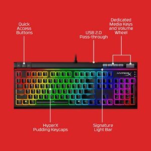 HyperX Alloy Elite 2 – Mechanical Gaming Keyboard, Software-Controlled Light & Macro Customization, ABS Pudding Keycaps, Media Controls, RGB LED Backlit, Linear Switch, HyperX Red,Black