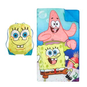 nickelodeon spongebob squarepants sling bag and cozy lightweight sleeping bag, 46” l x 26” w, ages 3+