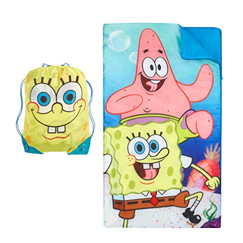 Nickelodeon Spongebob Squarepants Sling Bag and Cozy Lightweight Sleeping Bag, 46” L x 26” W, Ages 3+