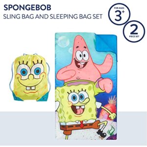 Nickelodeon Spongebob Squarepants Sling Bag and Cozy Lightweight Sleeping Bag, 46” L x 26” W, Ages 3+