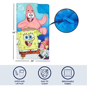 Nickelodeon Spongebob Squarepants Sling Bag and Cozy Lightweight Sleeping Bag, 46” L x 26” W, Ages 3+