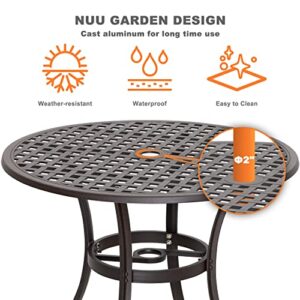 Nuu Garden 5 Pieces Patio Dining Set, Cast Aluminum Outside Table and Chairs with 4 Chairs and 33 Inch Round Bistro Table with Umbrella Hole for Backyard Deck Lawn and Garden Antique Bronze