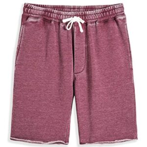 delcarino men's casual soft cotton elastic jogger gym active pocket knit shorts burnout wine medium