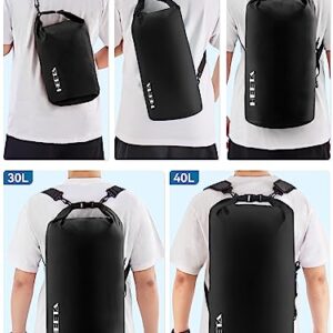 HEETA Waterproof Dry Bag for Women Men (Upgraded Version), Roll Top Lightweight Dry Storage Bag Backpack with Emergency Whistle for Travel, Swimming, Boating, Kayaking, Camping, Beach (Black, 5L)