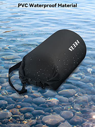 HEETA Waterproof Dry Bag for Women Men (Upgraded Version), Roll Top Lightweight Dry Storage Bag Backpack with Emergency Whistle for Travel, Swimming, Boating, Kayaking, Camping, Beach (Black, 5L)