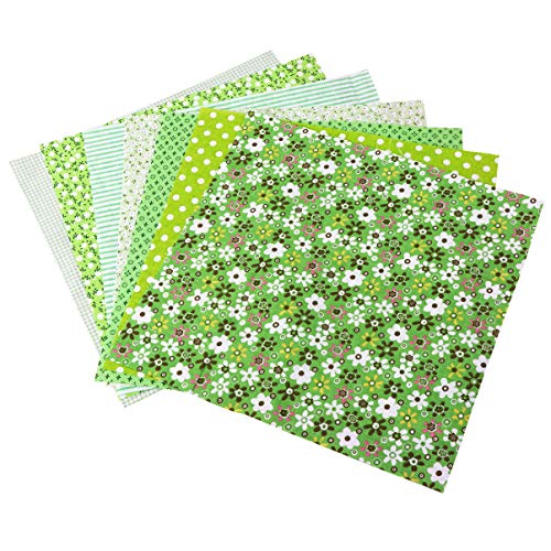 Healifty Cotton Cloth Craft Fabric Scraps 6pcs Cotton Craft Fabric Bundle Squares Patchwork Cloth for DIY Sewing Quilting Scrapbooking (Green) Felt Sewing Squares Quilting Precut Squares