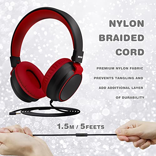 MIDOLA Kids Headphones Wired Volume Limited 85/110dB Over Ear Foldable with Shareport Headset Inline Cable AUX 3.5mm Mic for iPad Notebook Boy Girl Travel School Tablet Black