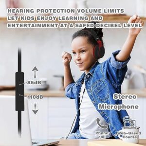 MIDOLA Kids Headphones Wired Volume Limited 85/110dB Over Ear Foldable with Shareport Headset Inline Cable AUX 3.5mm Mic for iPad Notebook Boy Girl Travel School Tablet Black