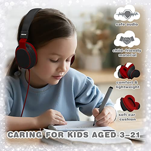 MIDOLA Kids Headphones Wired Volume Limited 85/110dB Over Ear Foldable with Shareport Headset Inline Cable AUX 3.5mm Mic for iPad Notebook Boy Girl Travel School Tablet Black