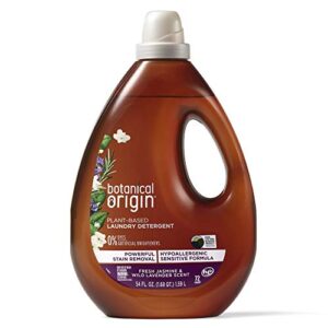 botanical origin plant-based laundry detergent free from dyes and brighteners, lavender, 54 fl oz