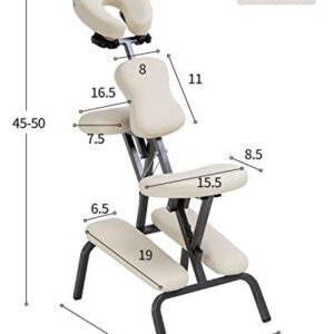 PayLessHere Massage Chair Portable Tattoo Chair Folding Height Adjustable 2 Inch Thick Sponge Light Weight Therapy Chairs Carring Bag Face Cradle Travel Spa Chairs,Cream