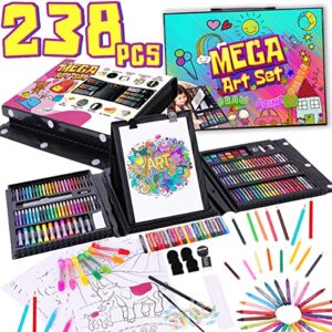 dinonano drawing painting art set for kids - 238 pieces paint makers coloring set school supplies kit sketch pad easel oil pastels crayons watercolor pencils markers toddler boys girls age 3 4 5 6-12