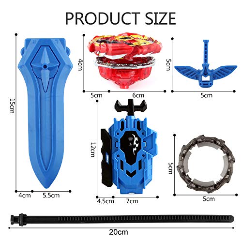 NPhome-158-6T-Bay Burst Metal Master Fusion Grip Gyro, 4X High Performance Tops Attack Set with Launcher