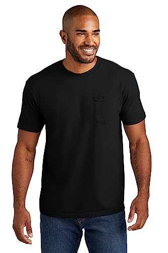 Comfort Colors Men's Adult Short Sleeve Pocket Tee, Style 6030 (Medium, Black)