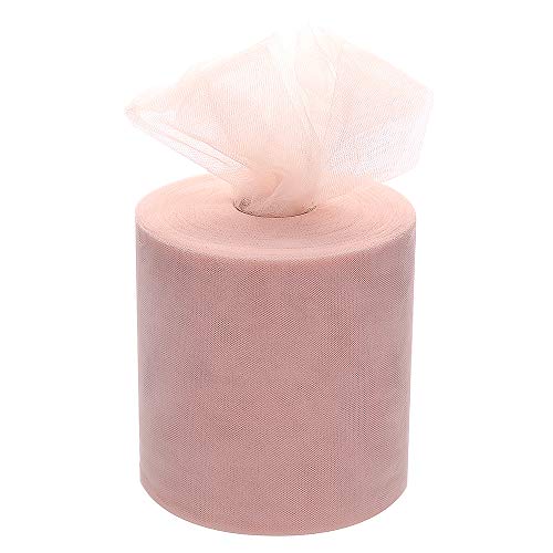 Tulle Roll 6Inchx200Yards(600ft)Tulle Ribbon Tulle Fabric Table Skirt Wedding Decorations Gift Wrapping (Peach)