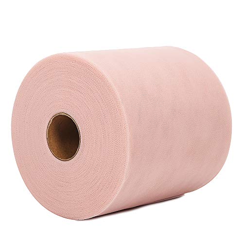 Tulle Roll 6Inchx200Yards(600ft)Tulle Ribbon Tulle Fabric Table Skirt Wedding Decorations Gift Wrapping (Peach)