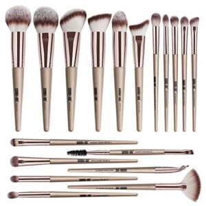 makeup brushes, 18 pcs professional premium synthetic make up brushes, foundation powder concealers eye shadows makeup brush set (champagne gold)