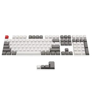 RK ROYAL KLUDGE 115 Classical PBT Side Front Printed Keycaps, OEM Profile Thick ANSI ISO Layout Non-Backlit Keycap Set for MX Switches Mechanical Keyboard, Grey White