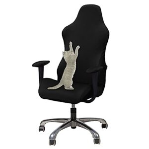 womaco gaming chair slipcover stretch seat chair cover for leather computer reclining racing ruffled gamer chair protector (black, one-size)