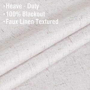 H.VERSAILTEX Linen Blackout Curtains 96 Inches Long 100% Absolutely Blackout Thermal Insulated Textured Linen Look Curtain Draperies Anti-Rust Grommet, Energy Saving with White Liner, 2 Panels, Ivory