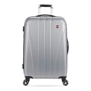 SwissGear 7585 Hardside Expandable Luggage with Spinner Wheels, Silver, Checked-Medium 23-Inch