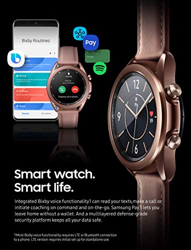 SAMSUNG Galaxy Watch 3 (41mm, GPS, Bluetooth) Smart Watch with Advanced Health Monitoring, Fitness Tracking, and Long Lasting Battery - Mystic Bronze (US Version)