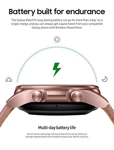 SAMSUNG Galaxy Watch 3 (41mm, GPS, Bluetooth) Smart Watch with Advanced Health Monitoring, Fitness Tracking, and Long Lasting Battery - Mystic Bronze (US Version)