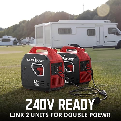 PowerSmart 2500 Watt Portable Gas Inverter Generator, Super Quiet for Camping, Tailgating, Home Emergency Use, (PS5020W)