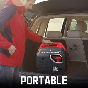PowerSmart 2500 Watt Portable Gas Inverter Generator, Super Quiet for Camping, Tailgating, Home Emergency Use, (PS5020W)