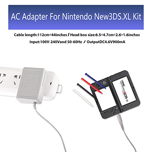 New 3DS XL Charger Kit, AC Power Adapter Charger and Stylus Pen for Nintendo New 3DS XL, Wall Travel Charger Power Cord Charging Cable