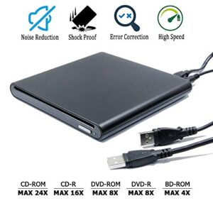 Slot USB 3.0 External 3D Blu-ray DVD Disc Players, for Alienware M15 R2 M17 15 17 R5 Aurora R8 R9 Area 51 M 51M Gaming Laptop X51 Desktop PC, 8X DVD+-R/RW DL 24X CD-R Burner, Portable Optical Drive