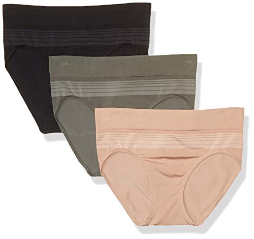 Warner's womens Blissful Benefits By Warner's Seamless Pany 3 Pack Hipster Panties, Stone/Toasted Almond/Black, Large US