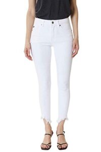 kan can women's high rise hem detail skinny jeans - kc7267 (white, 23 (us 0))