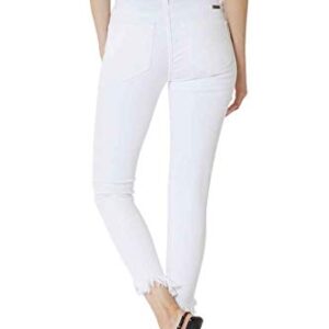 Kan Can Women's High Rise Hem Detail Skinny Jeans - KC7267 (White, 23 (US 0))