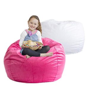 stuffed animal storage bean bag chair cover only (no filler) with inner liner for organizing children plush toy, memory foam or beans, extra large beanbag replacement cover, kids comfy stuffie seat