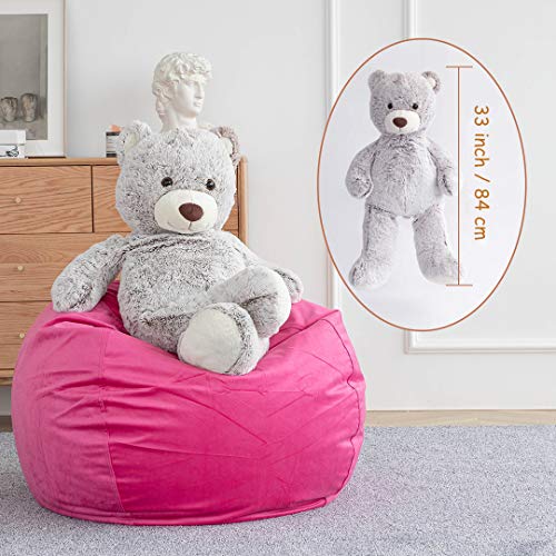 Stuffed Animal Storage Bean Bag Chair Cover Only (No Filler) with Inner Liner for Organizing Children Plush Toy, Memory Foam or Beans, Extra Large Beanbag Replacement Cover, Kids Comfy Stuffie Seat