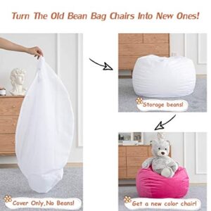 Stuffed Animal Storage Bean Bag Chair Cover Only (No Filler) with Inner Liner for Organizing Children Plush Toy, Memory Foam or Beans, Extra Large Beanbag Replacement Cover, Kids Comfy Stuffie Seat