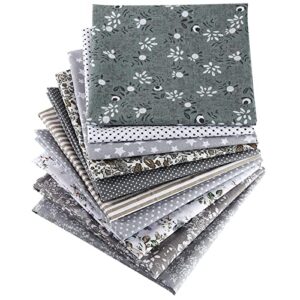 10 pieces 20 x 20 inch squares floral fabric patchwork quilting gray square bundle sewing patchwork fabric floral dot stripe pattern fabric for diy art crafts scrapbooking hand sewing projects