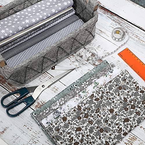 10 Pieces 20 x 20 Inch Squares Floral Fabric Patchwork Quilting Gray Square Bundle Sewing Patchwork Fabric Floral Dot Stripe Pattern Fabric for DIY Art Crafts Scrapbooking Hand Sewing Projects