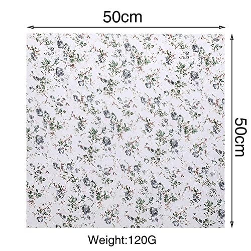 10 Pieces 20 x 20 Inch Squares Floral Fabric Patchwork Quilting Gray Square Bundle Sewing Patchwork Fabric Floral Dot Stripe Pattern Fabric for DIY Art Crafts Scrapbooking Hand Sewing Projects