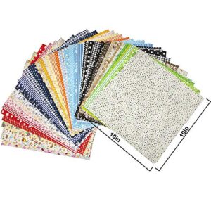 50 Pcs 10" x 10" Craft Fabric Bundle Squares Patchwork Fabric Sets Cotton Material Quilting Fabric for DIY