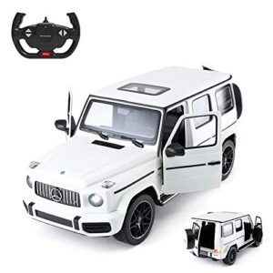 rastar off-road remote control car, 1:14 mercedes-amg g63 r/c off-roader toy car, doors open/working lights - white/2.4ghz
