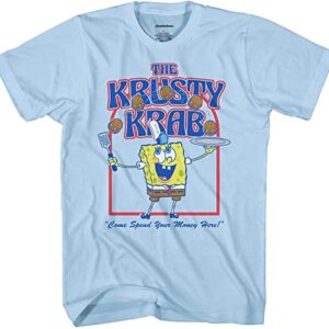 Spongebob Squarepants Mens' The Krusty Krab Come Spend Your Money T-Shirt, Small Light Blue