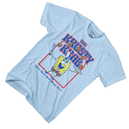 Spongebob Squarepants Mens' The Krusty Krab Come Spend Your Money T-Shirt, Small Light Blue