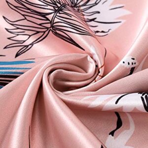 LYANER Women's Pajamas Set 4pcs Satin Silk Cami Top Button Down Loungewear Pjs Set Pink Small