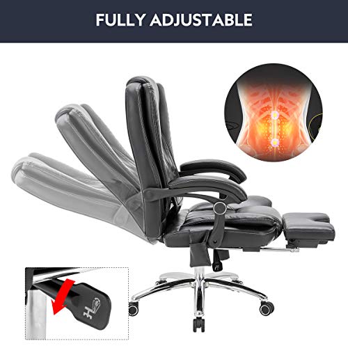 MELLCOM Massage Office Chair with Vibration and Kneading, Ergonomic Computer Chair with Lumbar Support High Back, Executive 3D Massage Chair for Office Study, Black