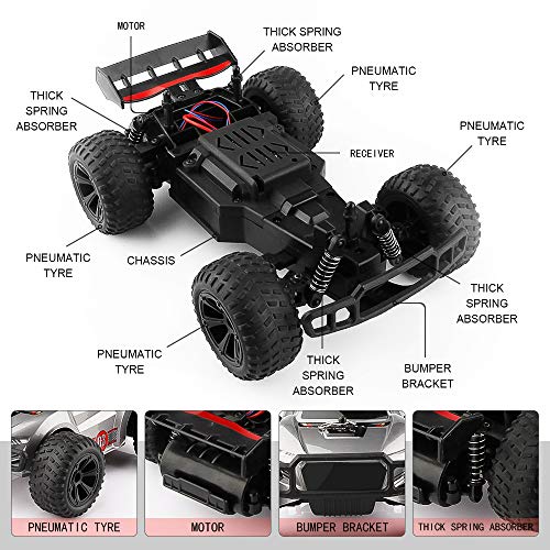 EpochAir Remote Control Car - 2.4GHz High Speed , Offroad Hobby Rc Racing Car with Colorful Led Lights and Rechargeable Battery,Electric Toy Car Gift for 3 4 5 6 7 8 Year Old Boys Girls Kids