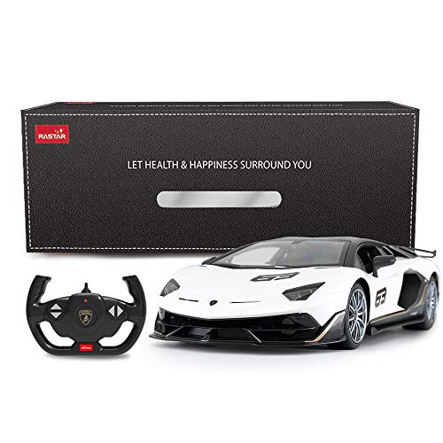 RASTAR Toy Lamborghini Car 1:14 Lamborghini Aventador SVJ Remote Control Model Car, Super RC Sport Racing Car for Kids Boys Gifts, 2.4GHz / White